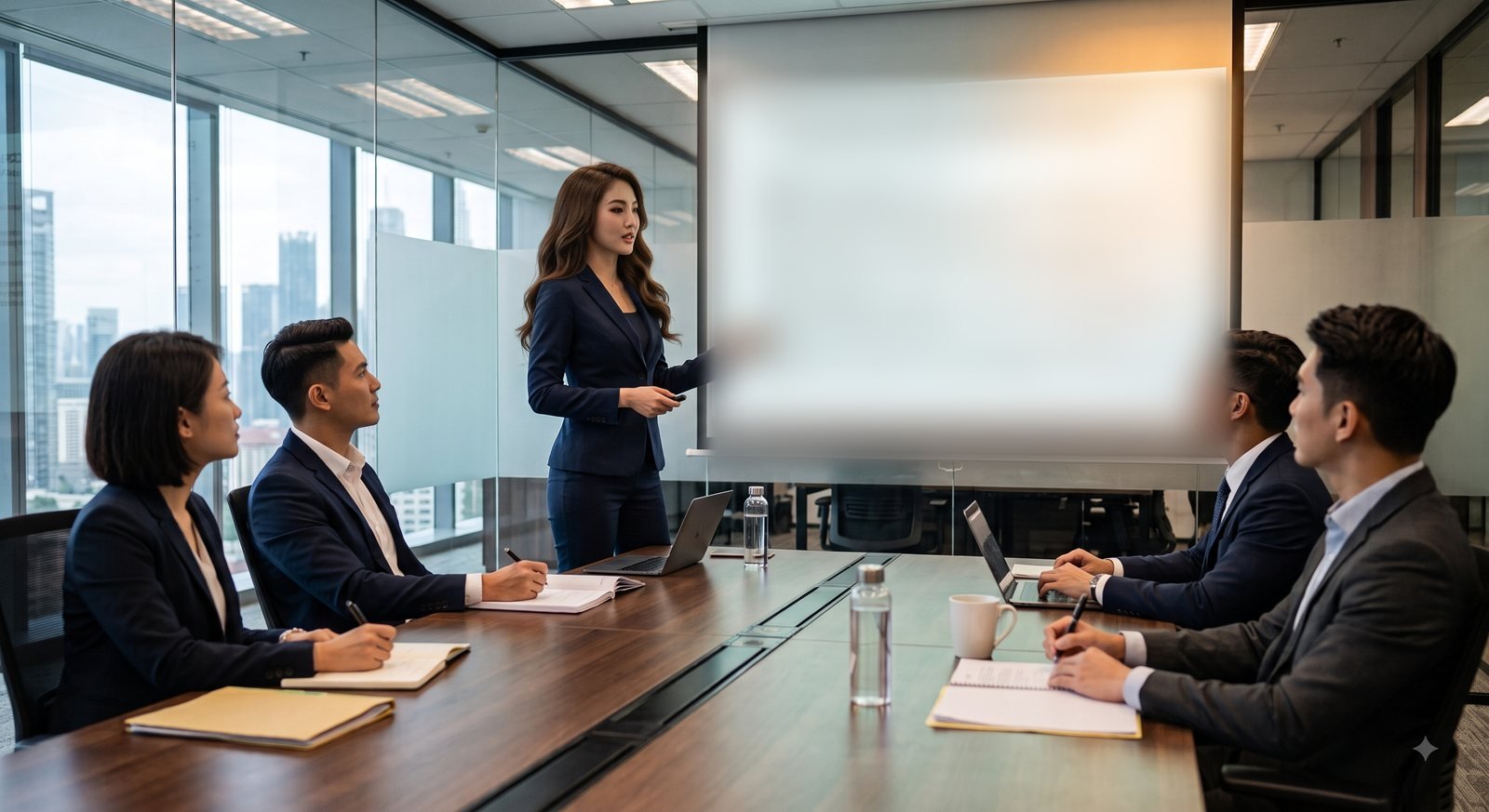 A training session in a meeting room, with a presenter taking four colleagues through a Queensland personal injury matter.
